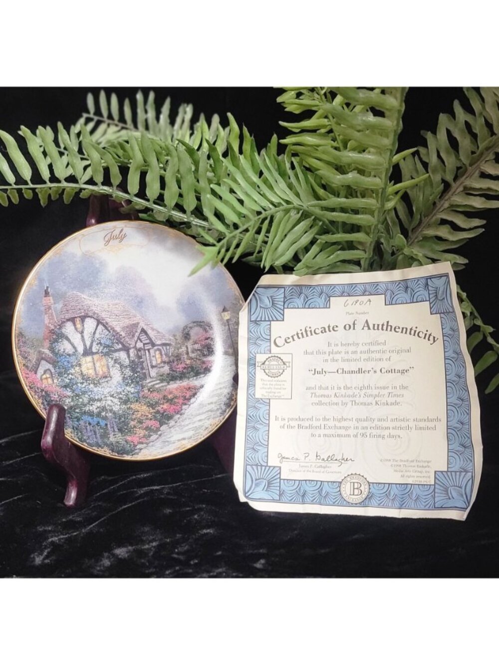 Vintage 1998 Bradford Exchange Thomas Kinkade "Chandler's Cottage" July Collecti - Picture 2 of 10